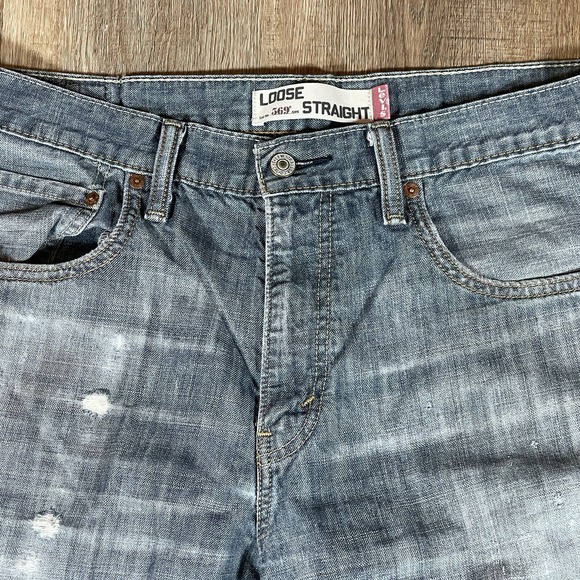 Levis Men's 569 Loose Straight Denim ‎ Cutoff Shorts Size 33 Jorts Dark Wash - Picture 2 of 15